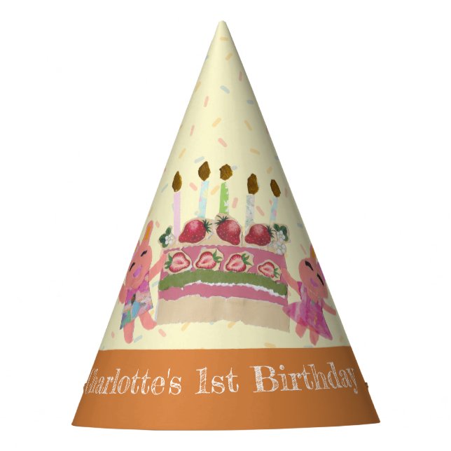 Gorro De Fiesta Berry Sweet Bunnies Niños Amarillos Cumpleaños (Anverso)