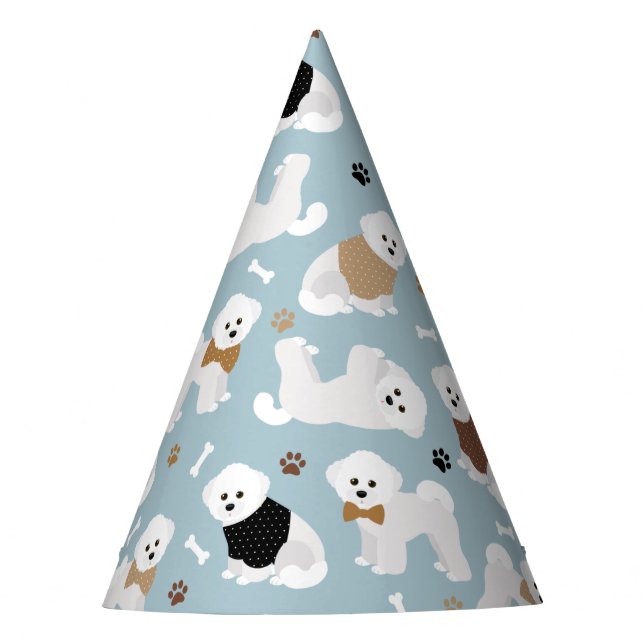 Gorro De Fiesta Bichon Frise Bones y Paws Blue (Anverso)