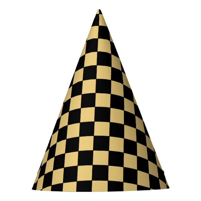 Gorro De Fiesta Black and Gold Checkered (Anverso)