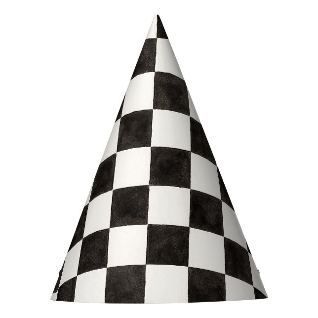 Gorro De Fiesta Black and White Checkered (Anverso)
