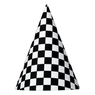 Gorro De Fiesta Blanco y Negro a Cuadros