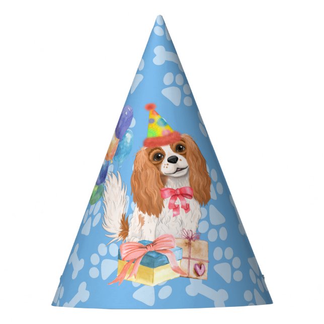 Gorro De Fiesta Blenheim Cavalier King Charles Spaniel Cumpleaños  (Anverso)