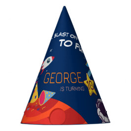 Gorro De Fiesta Blue Cute Space Rocket Astronaut Kids Birthday