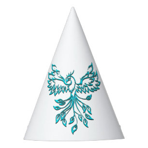 Gorro De Fiesta Blue Phoenix Rising en Blanco