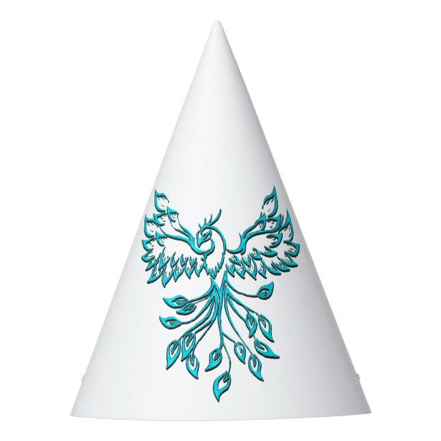 Gorro De Fiesta Blue Phoenix Rising en Blanco (Anverso)