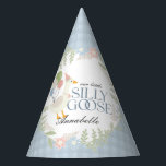 Gorro De Fiesta Blue Silly Goose Floral Gingham Birthday Favor<br><div class="desc">Un ganso tonto está casi suelto. ¡Esta colección de decoración Fiesta de una oca boba es perfecta para celebrar a tu niña dulce! Esta colección, con sus adorables y tontos gansos, sus flores pastel y sus suaves motivos de gingham, es perfecta para añadir un toque de elegancia lúdica a cualquier...</div>