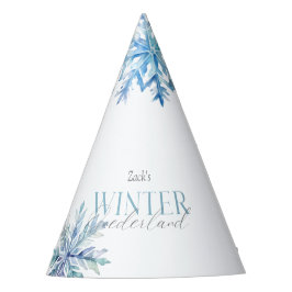 Gorro De Fiesta Blue Winter Wonderland Snowflake First Birthday