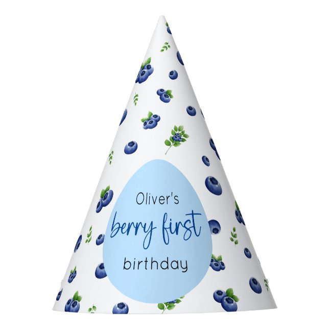 Gorro De Fiesta Blueberry 1ᵉʳ Birthday Berry First (Anverso)