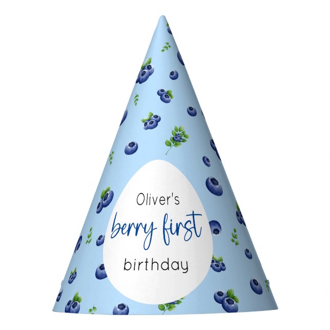Gorro De Fiesta Blueberry 1ᵉʳ Birthday Berry First (Anverso)