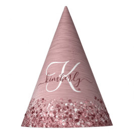 Gorro De Fiesta Blush Pink Brushed Metal Glitter Monogram Name