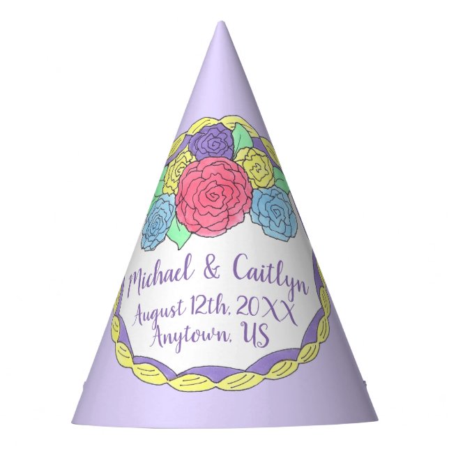 Gorro De Fiesta Boda Cumpleaños Bridal Shower Floral Torta redonda (Anverso)