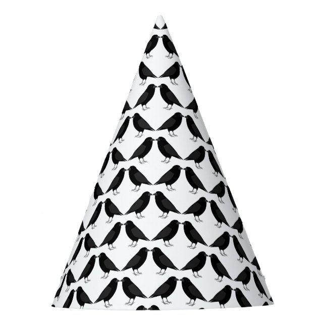 Gorro De Fiesta Boda gótico Kissing Ravens Pattered (Anverso)