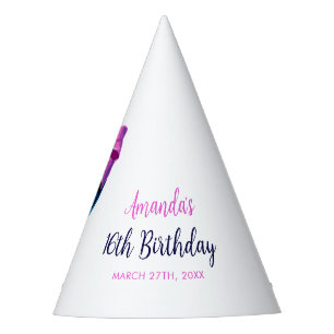 Gorro De Fiesta Bola de discoteca de lazo rosa acuarela Cumpleaños