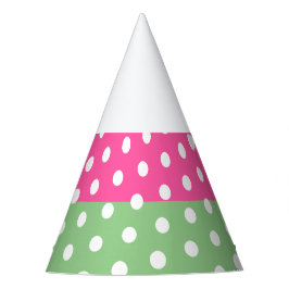 Gorro De Fiesta Bonito Candy Rosa Light Green Rayas Blancas Puntos