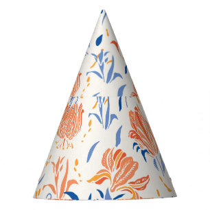Gorro De Fiesta Botany linocut barroco: fondo floral sin costuras