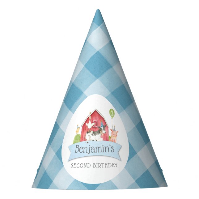 Gorro De Fiesta Boys FARM Animal Barn Cumpleaños (Anverso)