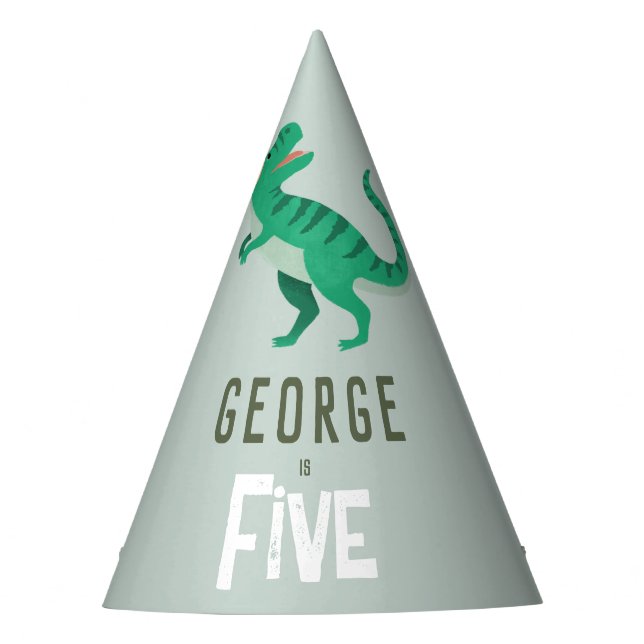 Gorro De Fiesta Boys Jungle Dinosaur T-Rex Kids Birthday (Anverso)