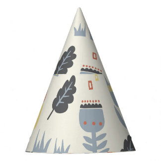 Gorro De Fiesta Bulldog francés: Repetición Floral Escandinava.