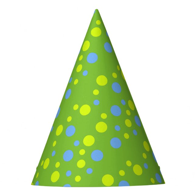 Gorro De Fiesta Burbujas Felices Funky Amarillas y Azules (Anverso)