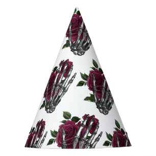 Gorro De Fiesta Burgundy Floral Esqueleto Mano Gótico