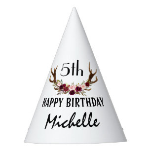 Gorro De Fiesta Burgundy Marsala Floral Antlers V Partido de Cumpl