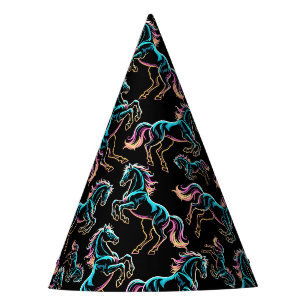 Gorro De Fiesta Caballo Luz de Neón Glitch Estilo Retro