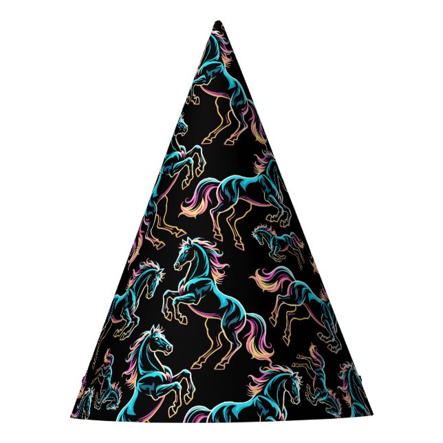 Gorro De Fiesta Caballo Luz de Neón Glitch Estilo Retro (Anverso)