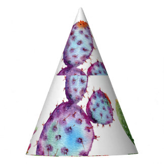 Gorro De Fiesta Cactus Tropical: Patrón acuarela sin foco