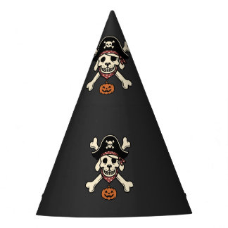 Gorro De Fiesta Calavera de perro pirata vintage de Halloween Cruz