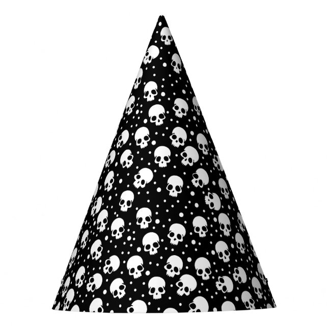 Gorro De Fiesta Calavera de punto de polka monocroma (Anverso)