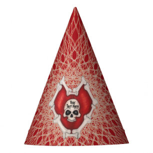 Gorro De Fiesta Calavera en espiral espeluznante corazón rojo de h