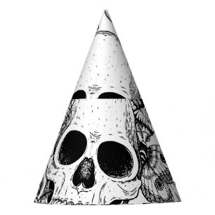 Gorro De Fiesta Calavera, mariposas: patrón de cosecha a mano