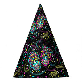 Gorro De Fiesta Calaveras espeluznantes coloridas abstractas Hallo