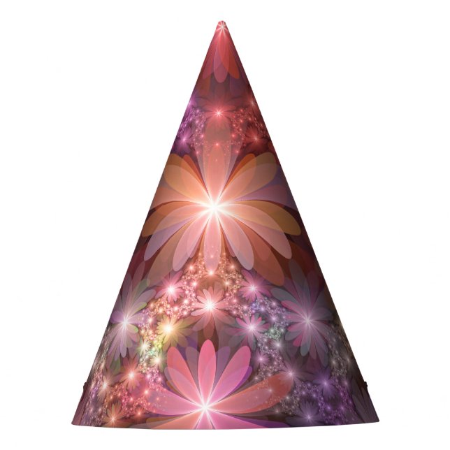 Gorro De Fiesta Cama De Flores Arte Fractal Abstracto Brillante Co (Anverso)
