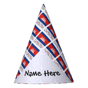 Gorro De Fiesta Camboya y bandera de Camboya con baldosas y su nom