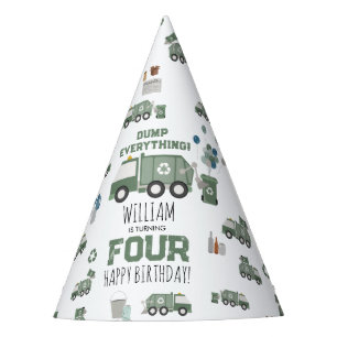 Gorro De Fiesta Camión de reciclaje verde lindo niños nombre cumpl