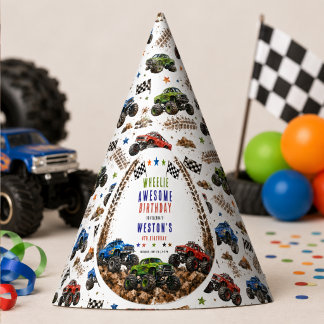 Gorro De Fiesta Camión monstruo Wheelie Awesome para niño de 4 año