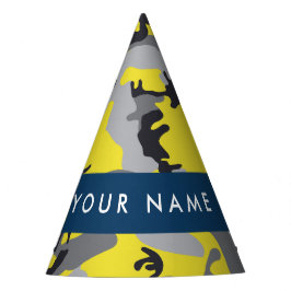 Gorro De Fiesta Camuflaje amarillo y gris Tu nombre personaliza