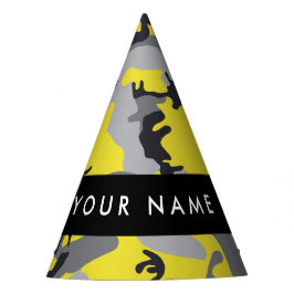 Gorro De Fiesta Camuflaje amarillo y gris Tu nombre personaliza