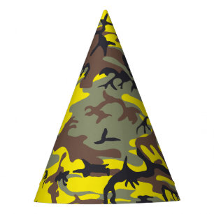Gorro De Fiesta Camuflaje Amarillo y Marrón, Militar, Ejército