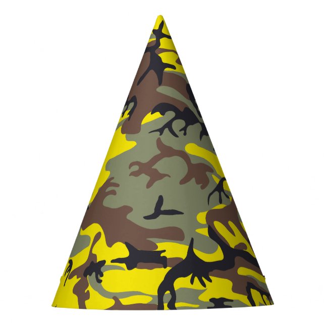 Gorro De Fiesta Camuflaje Amarillo y Marrón, Militar, Ejército (Anverso)