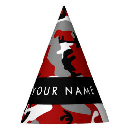 Gorro De Fiesta Camuflaje rojo y gris Tu nombre Personaliza