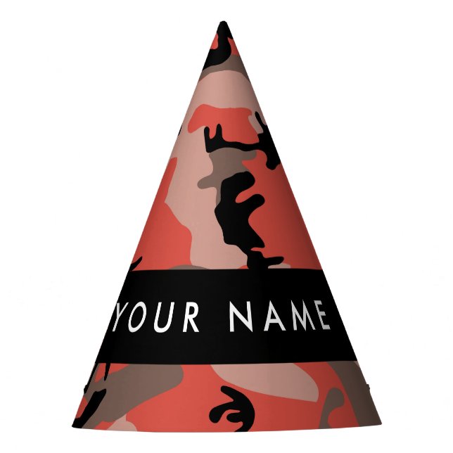 Gorro De Fiesta Camuflaje rojo y marrón Tu nombre Personaliza (Anverso)