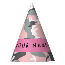 Gorro De Fiesta Camuflaje rosa y gris Tu nombre Personaliza