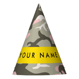 Gorro De Fiesta Camuflaje rosa y verde Personaliza tu nombre