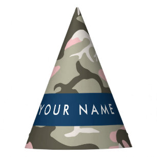 Gorro De Fiesta Camuflaje rosa y verde Personaliza tu nombre