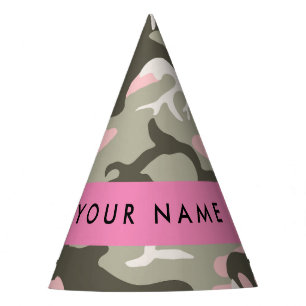 Gorro De Fiesta Camuflaje rosa y verde Personaliza tu nombre
