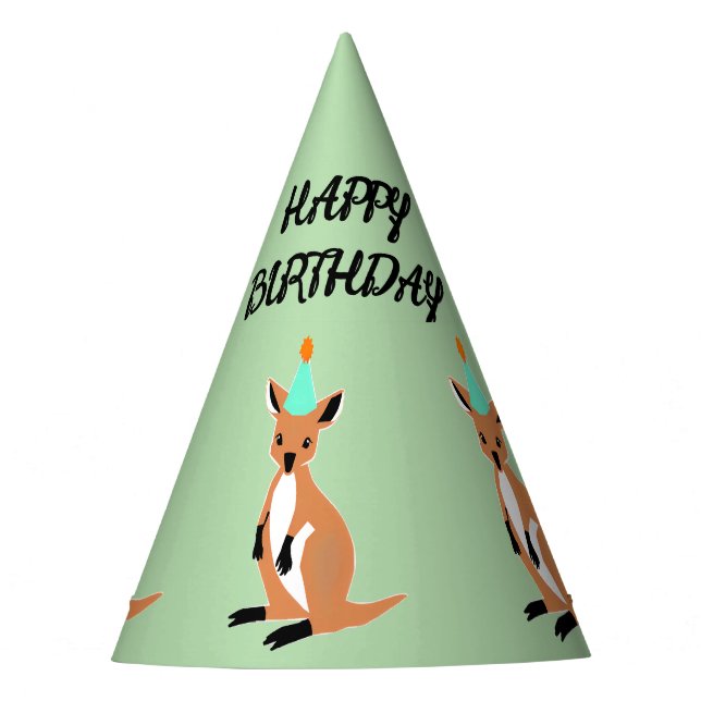 Gorro De Fiesta CANGURO BEBÉ feliz cumpleaños verde claro (Anverso)