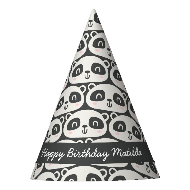 Gorro De Fiesta Carácter lindo panda cumpleaños de niños (Anverso)