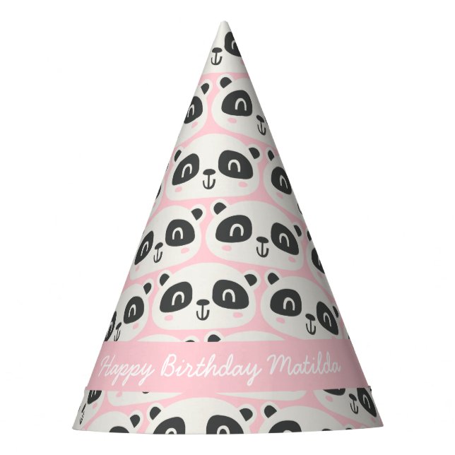 Gorro De Fiesta Carácter lindo panda cumpleaños de niños (Anverso)